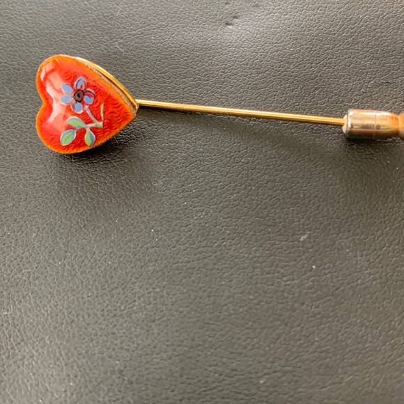 Vintage Floral Heart Locket Stick Pin - Picture 1 of 9